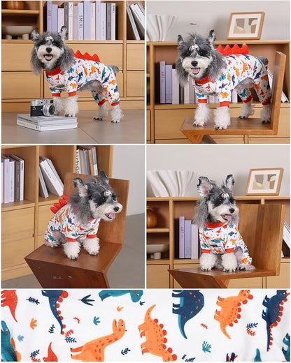 CuteBone Dinosaur Costume Dog Pajamas, Stretchy Spandex Crystal Velvet Sleepwear Coat for Small Dogs, Soft & Warm Pet Outfit Clothes for Cold Weather, Cozy Pullover Design COSP02L