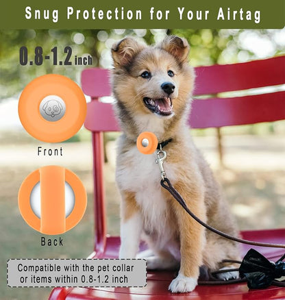 for Airtag Holder for Dog Collar, Cibaabo Silicone Air Tag Case Cover | for 0.8-1.2inch Pet Collar | doesn't dangle | Compact | Easy Installation | Compatible with Apple Airtags