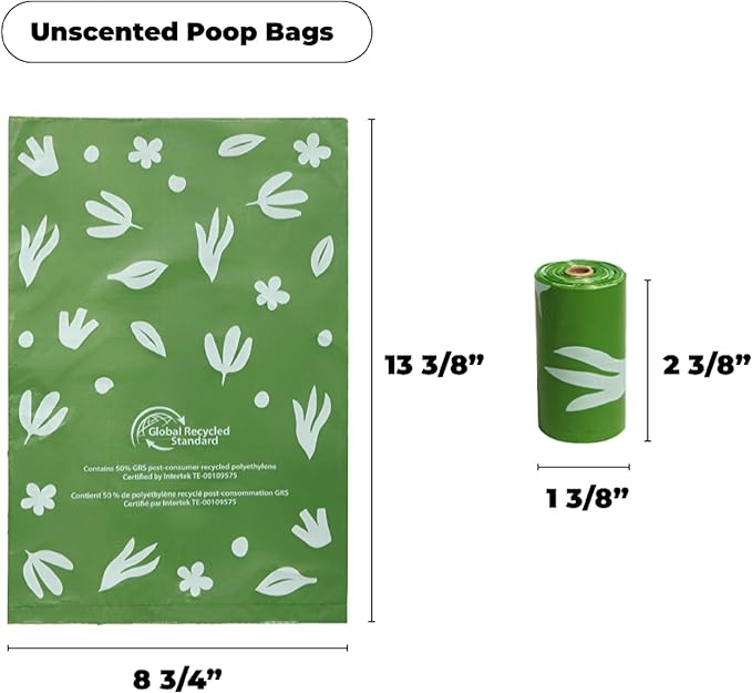 Best Pet Supplies Dog Poop Bags for Waste Refuse Cleanup, Doggy Roll Replacements for Outdoor Puppy Walking and Travel, Leak Proof and Tear Resistant, Thick Plastic - Green (Unscented), 300 Bags