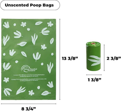 Best Pet Supplies Dog Poop Bags for Waste Refuse Cleanup, Doggy Roll Replacements for Outdoor Puppy Walking and Travel, Leak Proof and Tear Resistant, Thick Plastic - Green (Unscented), 300 Bags