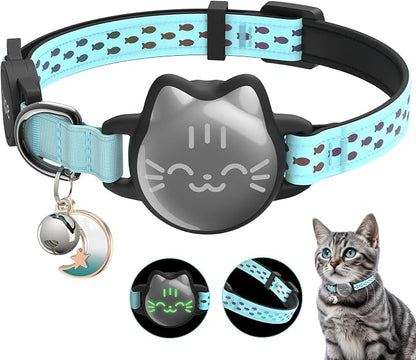AirTag Cat Collar, Reflective Breakaway Collar, Hidden Holder with Bell | Compatible with Apple AirTag 1st & 2nd Gen, Lightweight Water-Resistant Strap for Cats, AirTag Not Included