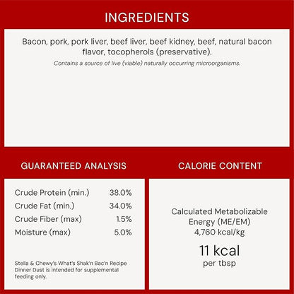 Stella & Chewy's Freeze-Dried Raw Marie's Magical Dinner Dust - Premium Bacon Dog Food Topper with Organic Fruits & Vegetables - Perfect for Picky Eaters - 7oz