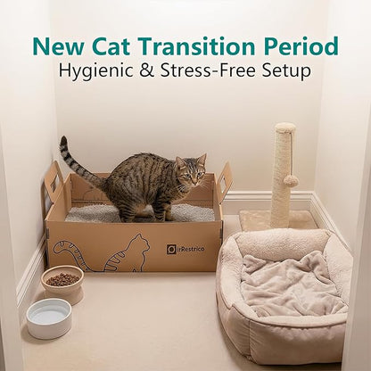 3-Pack Large Disposable Cat Litter Box, Recyclable Cardboard, Waterproof & Leak-Resistant, Portable for Travel, Temporary and Home Use