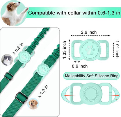 SANKALA Airtag Dog Collar Holder, Waterproof, Light Green, 1 Pack | Silicone Full Body Covered, Anti-Lost Protective, Fits All Width Collars, for Apple AirTag(Gen 1 & 2), Signal Friendly