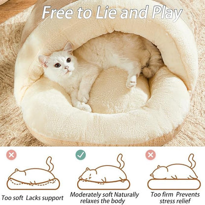 Cat Bed - Cat Cave Bed for Indoor Cats and Small Dogs, Cute Slipper Cat Cave Bed Cat House, Cozy & Soft Plush, Anti-Slip &Durable, Washable for Kittens and Puppies Under 15 lbs (24"x16", M, Green)