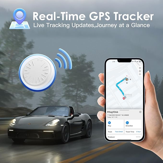 GPS Tracker for Vehicles - Car Tracker Device Hidden for Vehicles, Real-Time Mini Tracker Device for Vehicles, No Monthly Fee Subscription No SIM Card Required(Available for Android and iOS) (1 Pack)