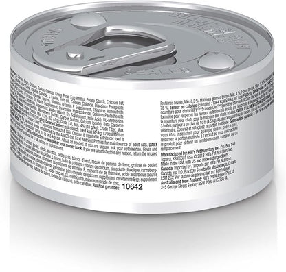 Hill's Science Diet Sensitive Stomach & Skin, Adult 1-6, Stomach & Skin Sensitivity Support, Wet Cat Food, Chicken & Vegetables Minced, 2.9 oz Can, Case of 24