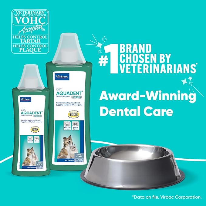 Virbac C.E.T. AQUADENT® FR3SH® Dental Solution for Dogs & Cats - Supports Dental Health & Fresher Breath - VOHC Approved for Dogs (500 ml)