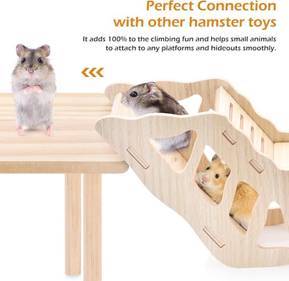 3-Piece Set Hamster Platform Play Wooden for Dwarf Syrian Hamsters Gerbils Mice or Other Small Pets