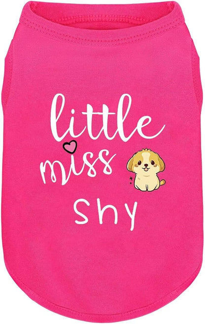 Pink Cotton Dog Shirt with 'Little Miss Shy' Print, Soft & Breathable Pet Apparel for Small to Large Dogs, All-Season Sleeveless Vest, Cute and Comfortable Dog Outfit.Pink Puppy XXL