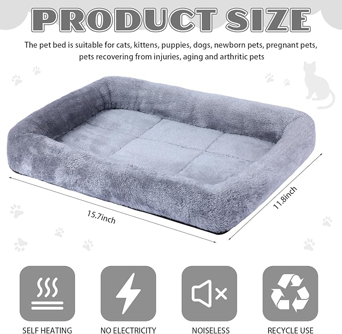 Sintuff 4 Pack Self Warming Cat Bed 15.7 x 11.8 Inch Cat Bed for Indoor Cats Heated Pet Crate Mat Extra Warm Thermal Dog Pad Anti-Slip Puppy Kitten Cushion for Pet Lovers Winter Gifts for Christmas