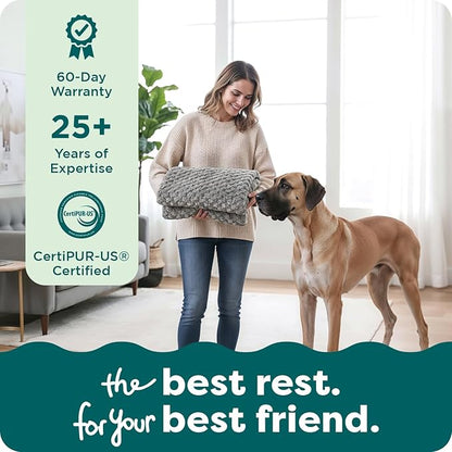 Furhaven Replacement Dog Bed Cover Ultra Plush Faux Fur & Suede Mattress, Machine Washable - Gray, Large