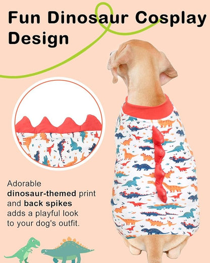 CuteBone Dinosaur Costume Dog Pajamas, Stretchy Spandex Crystal Velvet Sleepwear Coat for Small Dogs, Soft & Warm Pet Outfit Clothes for Cold Weather, Cozy Pullover Design COSP02XXL