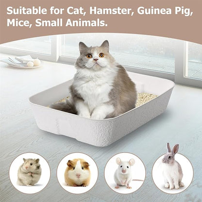 Disposable Cat Litter Box, Sturdy and Durable, Extra Thick, Large Size - 16.2"x12.6"x3.9", Water Resistant and Sustainable, Disposable Litter Boxes for Cats (White, 10-Pack)