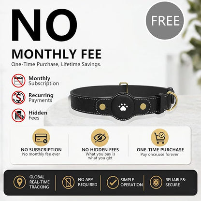 GPS Tracker for Dogs – Smart Dog Collar & Pet Tracker with Real-Time Location, No Monthly Fee, Unlimited Range (iOS & Android) – Fits Small to Large Dogs(Locator Included) (Black)