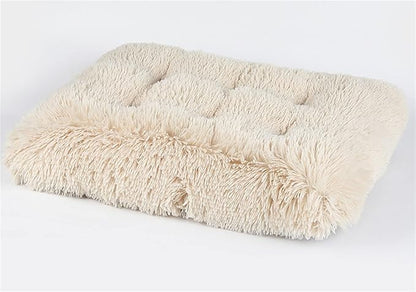 Liveinu Plush Calming Pet Cuddler - Faux Fur Dog & Cat Bed with Anti-Slip Bottom - Machine Washable - Apricot XL