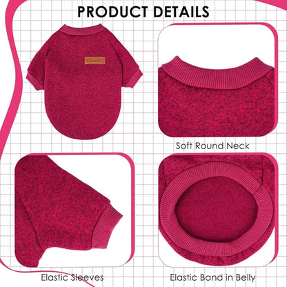 2 Pcs Dog Sweaters for Small Dogs Girl Boy Winter Fleece Clothes Warm Soft Dog Sweatshirt Outfit for Dogs Cats Pet Apparel
