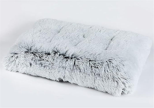 Liveinu Long Plush Calming Pet Bed Cuddler Pet Bed for Dogs and Cats Fluffy Faux Fur Dog Bed with Anti Slip Bottom Machine Washable Pet Sleep Bed Crate Mat Gradient Grey XL