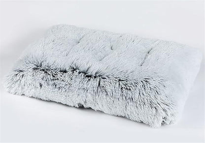 Liveinu Long Plush Calming Pet Bed Cuddler Pet Bed for Dogs and Cats Fluffy Faux Fur Dog Bed with Anti Slip Bottom Machine Washable Pet Sleep Bed Crate Mat Gradient Grey 2XL