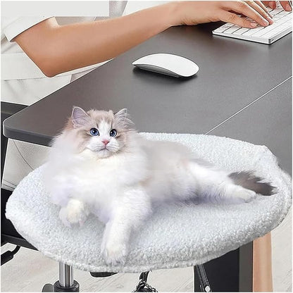 1 Piece Cat Desk Bed Comfortable and Soft Round Desktop Perch Desktop Mounted Litter Box with Pet Mat