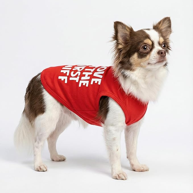Fitwarm Love at The First Sniff Dog Shirt, Dog Valentines Outfit, Summer Dog Clothes for Small Dogs Boy Girl, Funny Dog Tshirt, Lightweight Breathable Cotton, Pet Cat Outfit, Red, Large