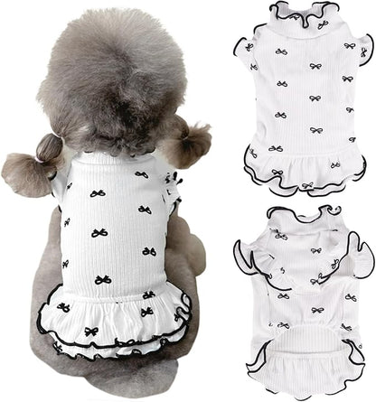 Small Dog Clothes Extra Small Dogs Spring Summer Dress Cute Soft and Breathable Outfits for Female Chihuahua Shih Tzu Yorkshire Puppy Cats (White Dress, X-Small)
