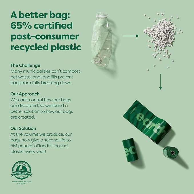 Earth Rated Dog Poop Bag Holder, Durable and Guaranteed Leakproof, Unscented, Dispenser with Starter Roll