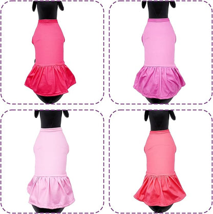 4PCS Big Dog Dresses Shirts Pink for XXL Large Dogs Girl Female Purple Red Skirts Spring Summer Clothes Pet Apparel Sundress Stretchable Lightweight Outfit