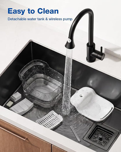 PETGUGU AI Cat Water Fountain with Smart App,8-Layer Filtration,Wireless Ultra Quiet Pump,Pet Health Manager,2.4G WiFi Automatic Water Dispenser for Cats Dogs Pet Water Fountain Easy to Clean