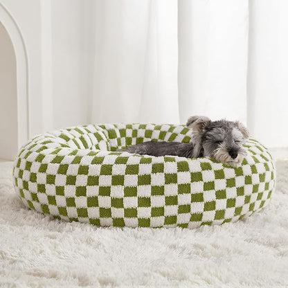 BFPETHOME Donut Dog Bed Medium Size Dogs, Cute Medium Dog Bed for Puppy and Kitten, Round Calming Pet Beds with Non-Slip Bottom, Machine Washable,30inch, Green