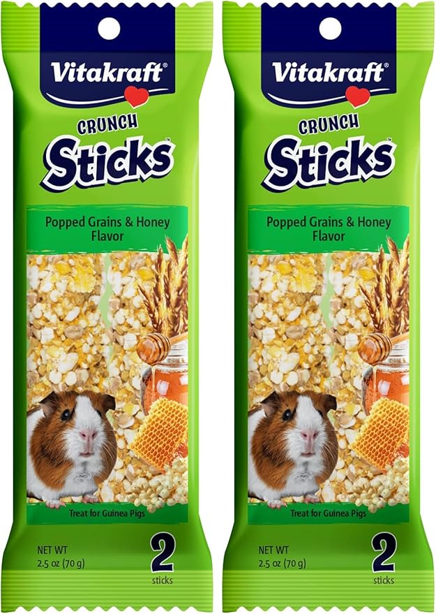 Vitakraft Crunch Sticks Guinea Pig Chewable Treats - Grain and Honey - Supports Healthy Teeth (Pack of 2)