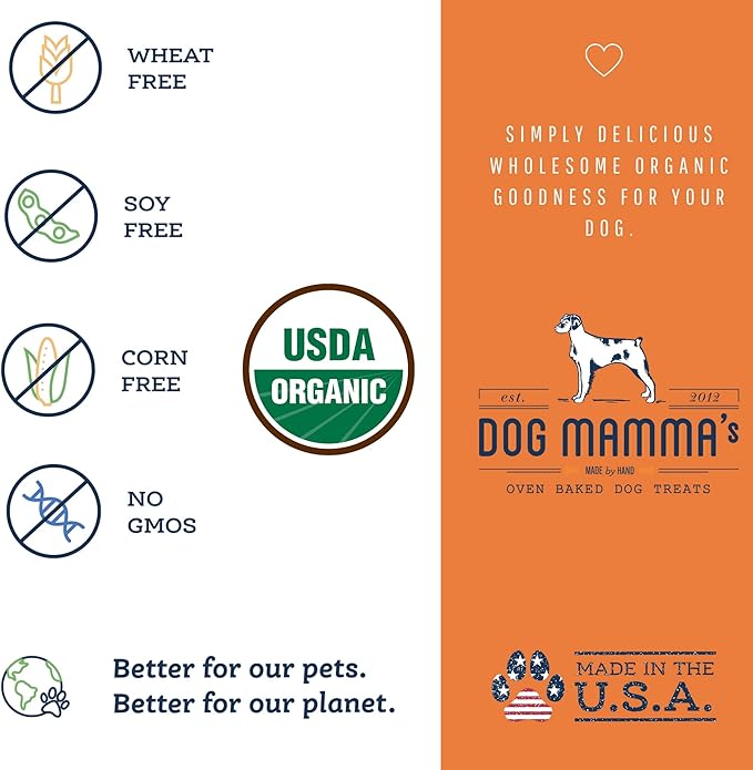 Dog Mamma's Organic Pumpkin Snaps Recipe - Certified Organic Dog Treats 6 oz