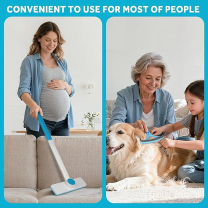 Pet Hair Remover Kit – Reusable Brush for Car Seats, Furniture & Clothes | Rotatable 52cm Handle, Built-in Tail Brush for Tight Gaps, Silicone Massage Comb for Pets, plus Self-adhesive Storage Hook