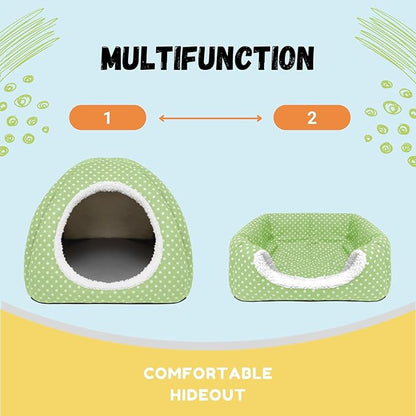Rabbit Hideout Large Bunny Bed Washable Rabbit House and Hideout Fleece Guinea Pig Hiding Hut for Indoor Bunnies Small Animal Hideaway