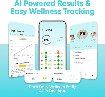 Pet Urine Test Kit with AI App | Dog & Cat Strips | Glucose, Protein, Blood, pH & More | 10 Wellness Indicators | 60s Non-Invasive at Home [10 Tests]