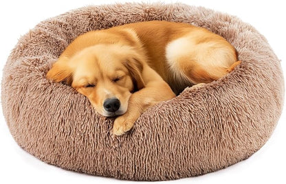 NEWBULIG 30.7x30.7 Inch Dog Bed Large Sized Dog, Donut Shape Cat Beds for Indoor Cats with Washable, Anti-Slip, Faux Fur