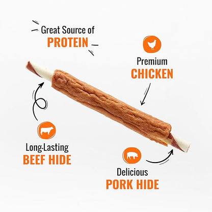 Good 'n' Fun Triple Flavor Ribs Chews for All Dogs, Treat Your Dog to Long-Lasting Chews Made with Beef Hide, Chicken and Pork Hide, 12 Ounces (Pack of 3)