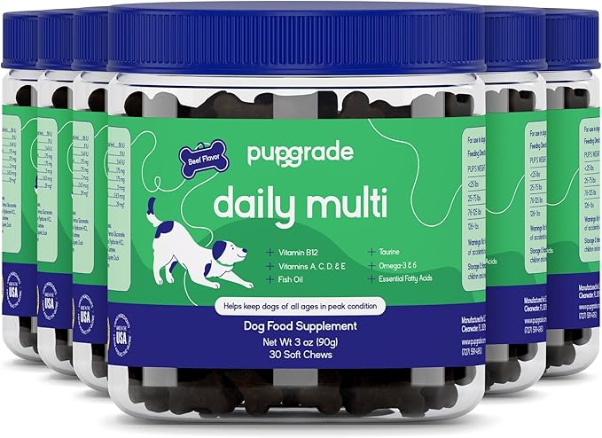 PupGrade Daily Multivitamin for Dogs – All-in-One Supplement with Omega Fish Oil, Vitamins A, C, D, E & B Complex for Everyday Health – 180 Soft Chews