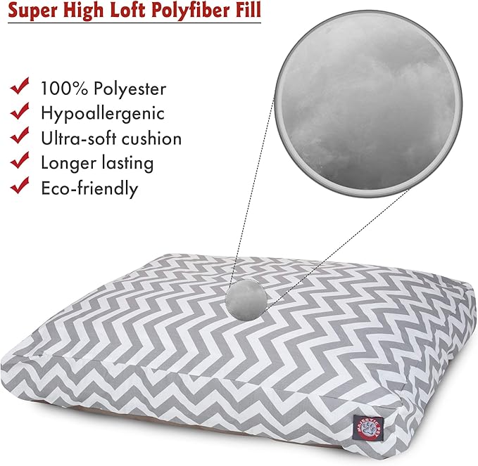 Majestic Pet Chevron Rectangle Dog Bed Washable – Non Slip Comfy Pet Bed – Crate Bed with Removable Washable Cover – Kennel Bed for Sleeping, Polyester Fiber, Small, Gray