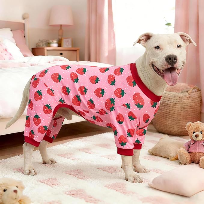XPUDAC 4 Pieces Dog Pajamas for Large Dogs Pjs Clothes Puppy Onesies Outfits for Doggie Duck Shirts Sleeper for Pet Cats Jammies-4X-Large