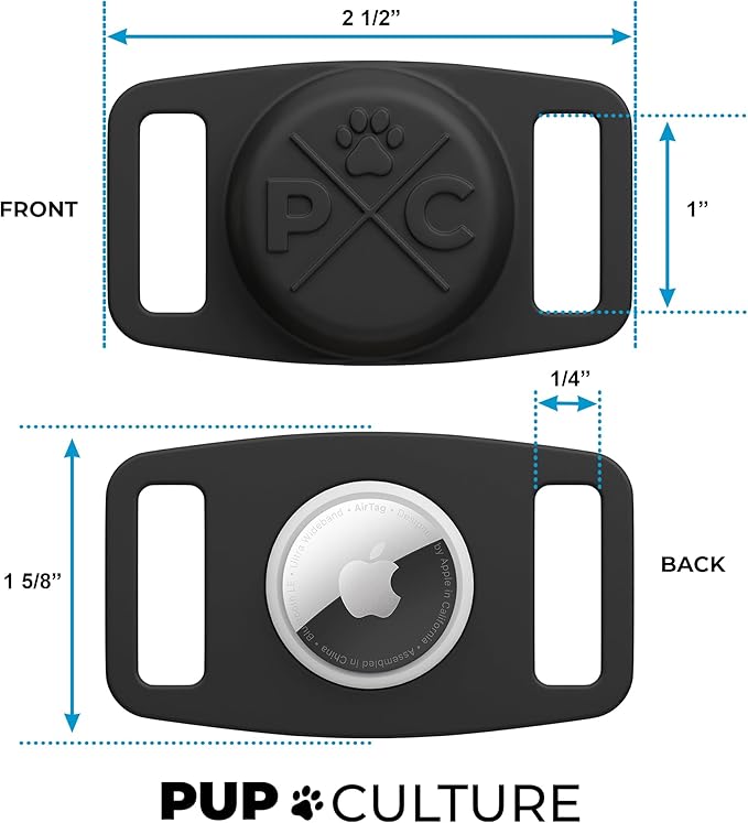 Pup Culture AirTag Dog Collar Holder, Extra-Durable, Lightweight, and Protective AirTag Case for Dog Collar