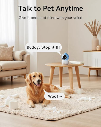 ZUMIMALL Pet Camera Indoor, 5G/2.4G WiFi Camera for Dog/Cat with Laser Toy, 3MP Pet Security Cameras with Phone App, 2-Way Talk, Auto Tracking, Pet/PIR/AI Detection, Privacy Protect, Alexa/ONVIF/Cloud