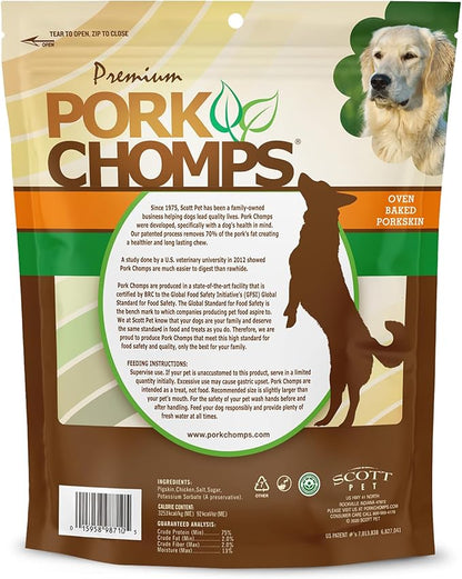 Pork Chomps Pressed Pork Skin Dog Chews, 2.5 Inch Rings, Real Chicken, 8 Count, Pack of 1 - Long-Lasting Treats for Dogs - High Protein, Rawhide-Free, Low Fat, Healthy & Delicious Chews
