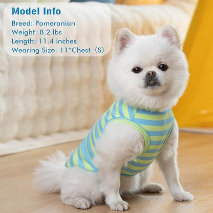 KYEESE 2Pack Dog Shirt, Soft Striped Dogs T Shirts, Lightweight Pet Tank Top, Sleeveless Dog Shirt for Small Dogs, Stretchy Comfortable Pet Vest, Blue, Large