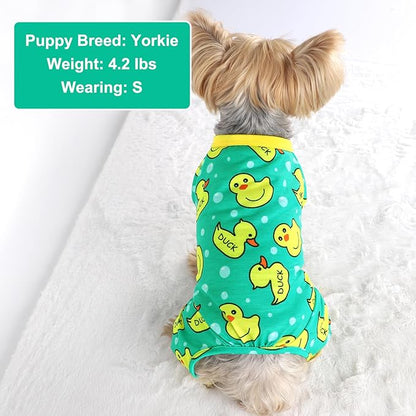 Dog Pajamas for Small Dogs Boy Girl, Dog Clothes Tiny Chihuahua Yorkie Spring Summer Shirt, Cute Puppy Outfit Pjs Jumpsuit Cat Onesie Apparel Pet Clothes (Blue Duck, Medium)