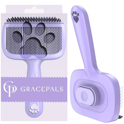 Self Cleaning Dog Brush for Shedding - Bristle Brush and Long/Short Needles Design, Skin Friendly, Slicker Deshedding Dog Brush, Hair Removal for Long & Short Haired Pets