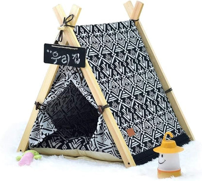 Pet beds, Pet Tent Wooden Dog House Pet Bed Cat Bed Yurt Washable Kennel Cat Litter Small