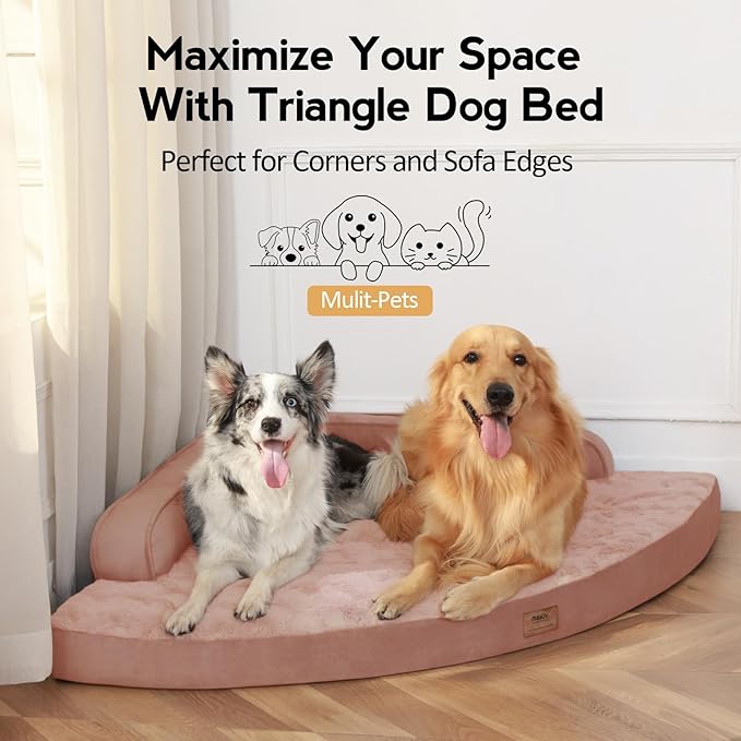 MEKIY Large Orthopedic Dog Bed with Sides XXL Dog Beds with Removable Washable Cover Non-Slip Waterproof Pet Bed for Extra Large Dogs - Pink XXL