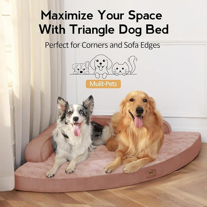 MEKIY Large Orthopedic Dog Bed with Sides XXL Dog Beds with Removable Washable Cover Non-Slip Waterproof Pet Bed for Extra Large Dogs - Pink XXL