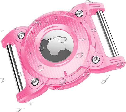 ONEONTA Airtag Dog Collar Holder | Airtag Dog Waterproof - Airtag Holder for Dog Collar with Removable Metal Loop, Sturdy TPU, Lightweight, Compact Size, Fits 1" Width Collar, Pink